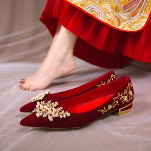 Niche high-end toasting thick heel flat shoes